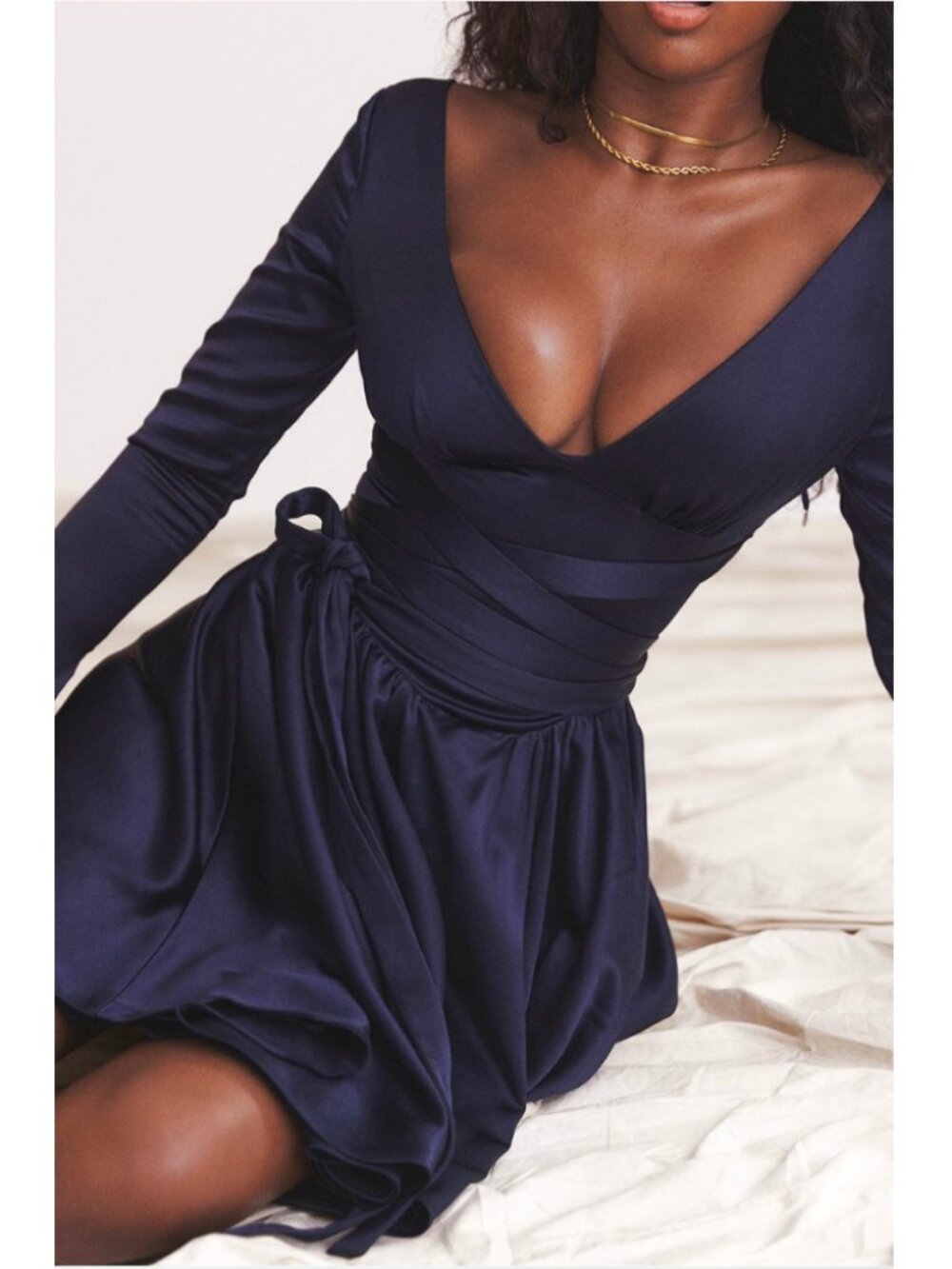 House of CB Dominique Navy Plunge Mini Dress (Bigger Cup) - Picture 5 of 8